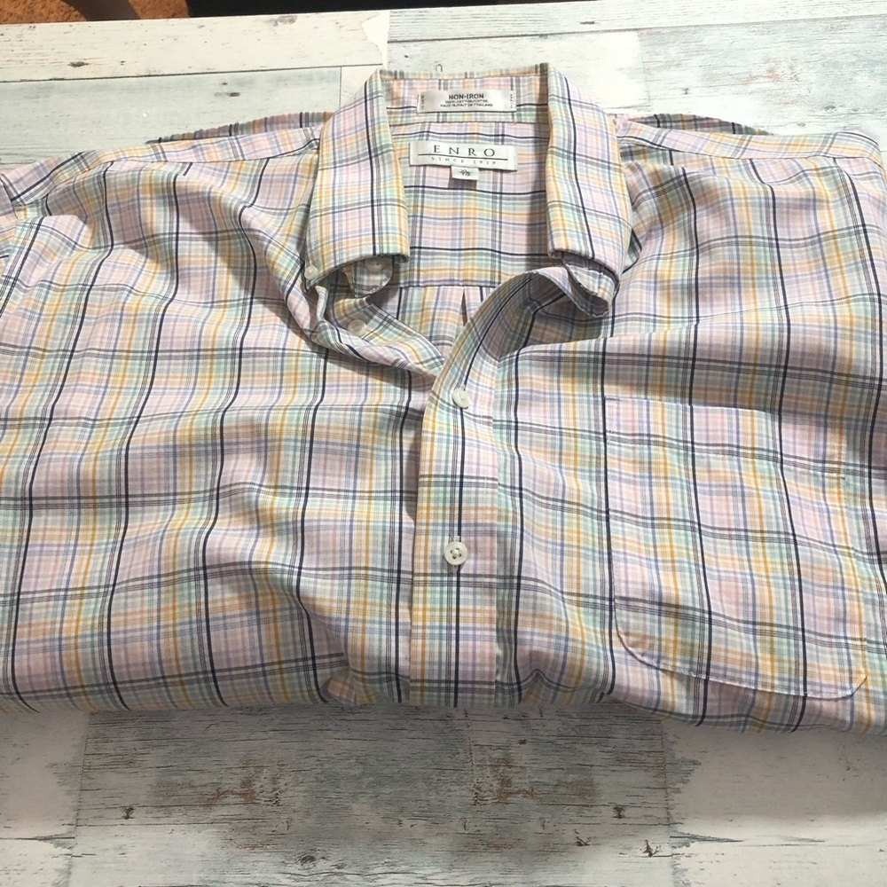 ENRO Blue and Yellow Casual Button Down Shirt